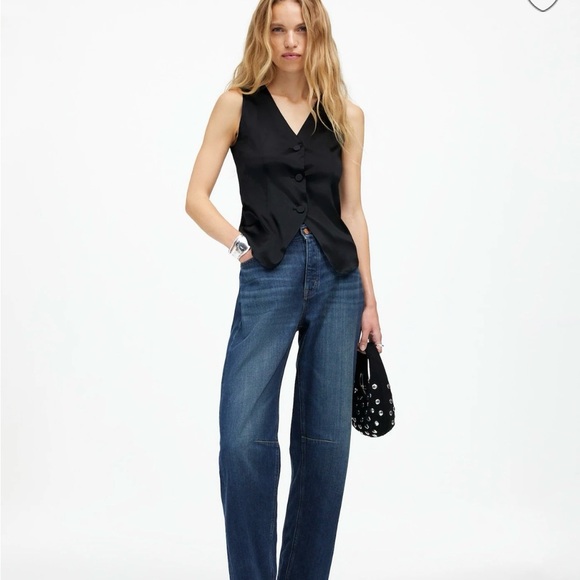 Madewell Button Front Vest Top in Stretch Satin - Picture 10 of 14